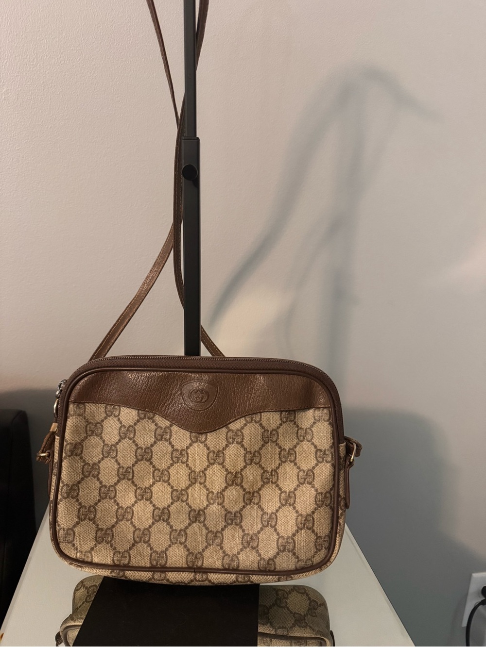 Gucci Beige Brown GG Canvas Crossbody Bag